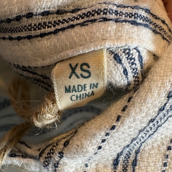 Faherty Linen Santa Cruz Stripe Button Down Sz Women's XS White/blue NWT $158 - Picture 5 of 10